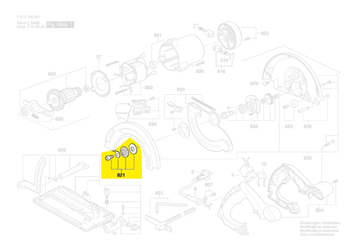vis + flasques serrage lame réf. 2 610 Z04 993 Skil
